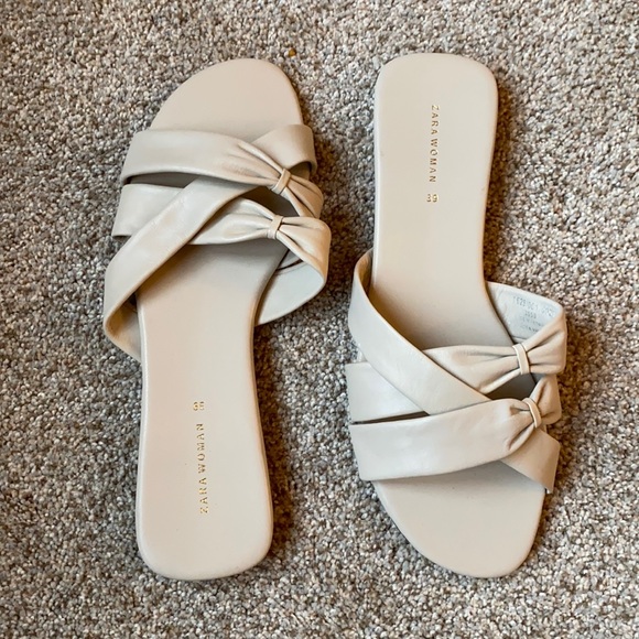 Zara bone leather slides